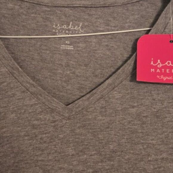 Women's Maternity T-Shirt by Ingrid and Isabel Rucked Sides Gray Size XS - Picture 3 of 3